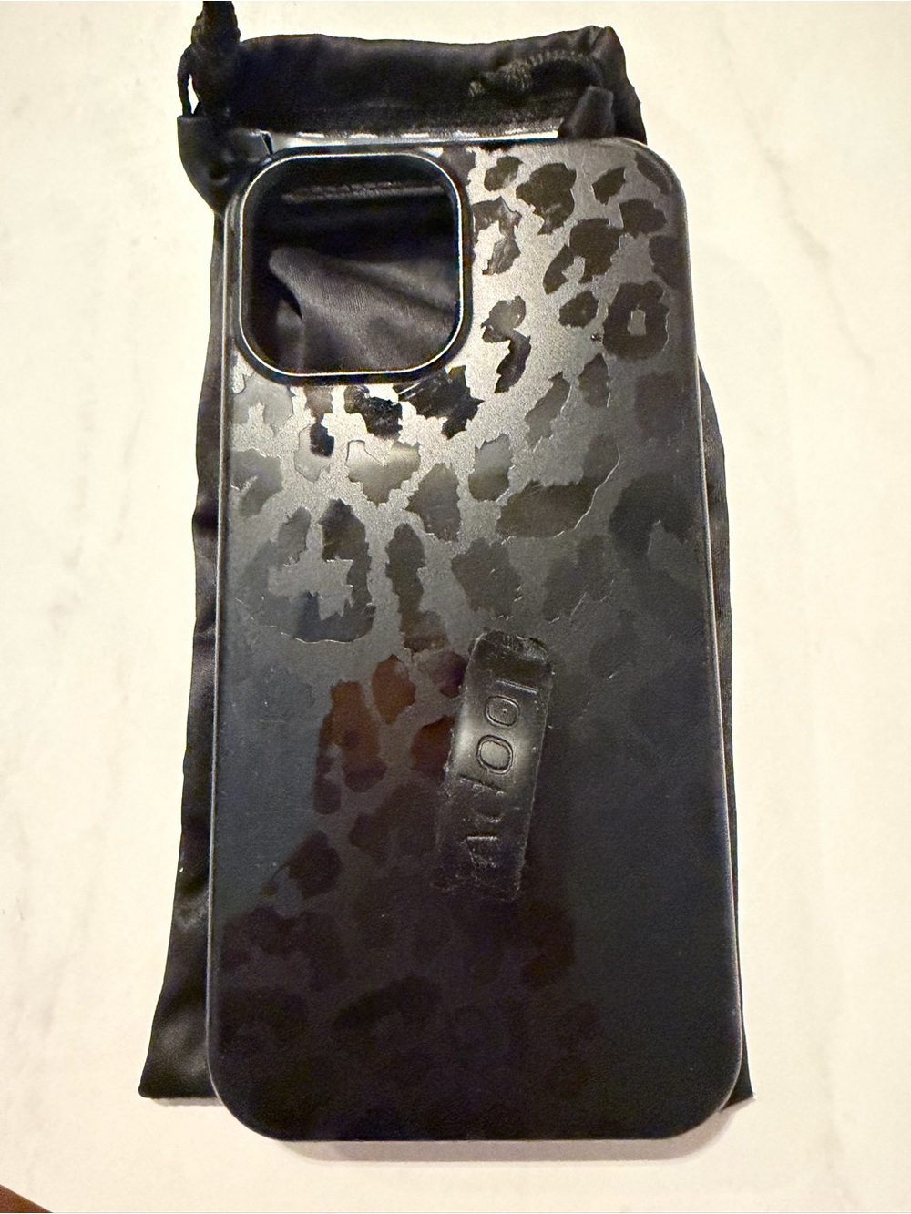 Loopy Case Black Leopard-Print Phone Case with Hand Strap-  iPhone 15 pro max